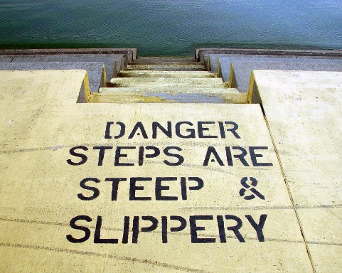 danger steps are steep and slippery