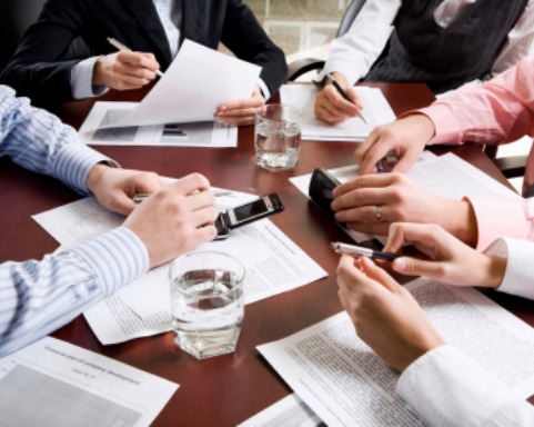 team meeting in board room